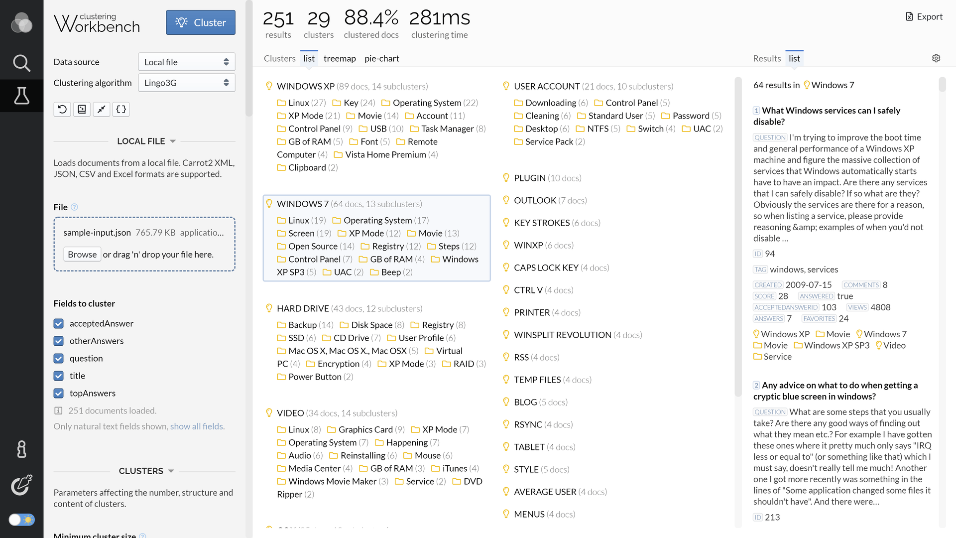 Lingo3g Workbench, light theme